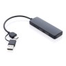 RCS gerecyclede plastic USB-hub met dual input, zwart-339651