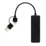 RCS gerecyclede plastic USB-hub met dual input, zwart-314179
