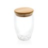 Dubbelwandig borosilicaatglas met bamboe deksel 350ml, transparant-341778