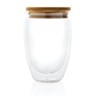 Dubbelwandig borosilicaatglas met bamboe deksel 350ml, transparant-316306