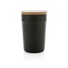 GRS gecertificeerd gerecycled PP mok met bamboe deksel, zwart-316991
