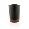 GRS gerecycled PP en roestvrijstalen kurk koffiebeker, zwart-317513